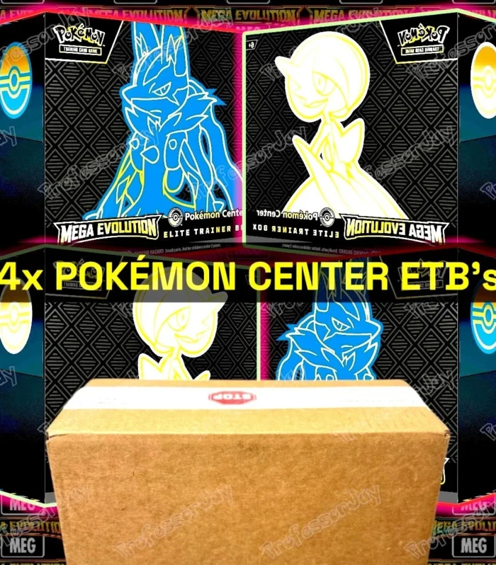 4X | POKEMON CENTER ETB🔥ME1🔥MEGA EVOLUTION 🟦🟩SEALED ELITE TRAINER BOX CASE📦